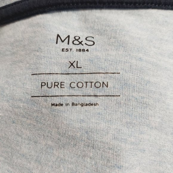 M&S Shirt Mens XL Pale Blue Short Sleeve Casual Lightweight Crewneck Tee - Picture 3 of 8